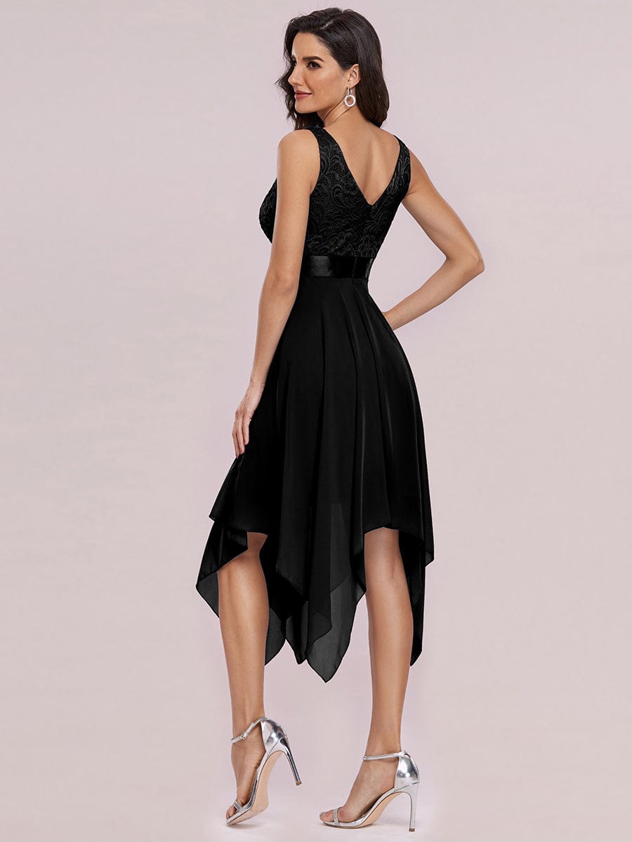 Chic Deep V-Neck Sleeveless Dress with Asymmetrical Hem