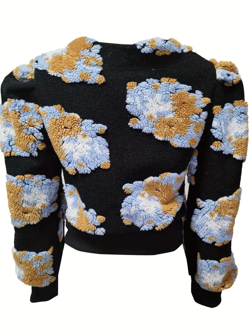 Chic Floral Print Cropped Jacket for Cooler Seasons