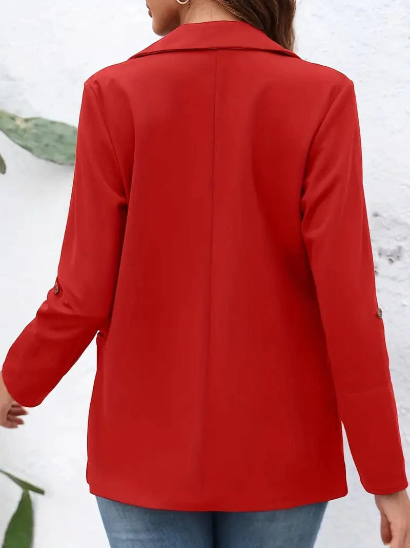 Chic Lapel Jacket, Sophisticated Front Open Business Attire, Ladies' Garment