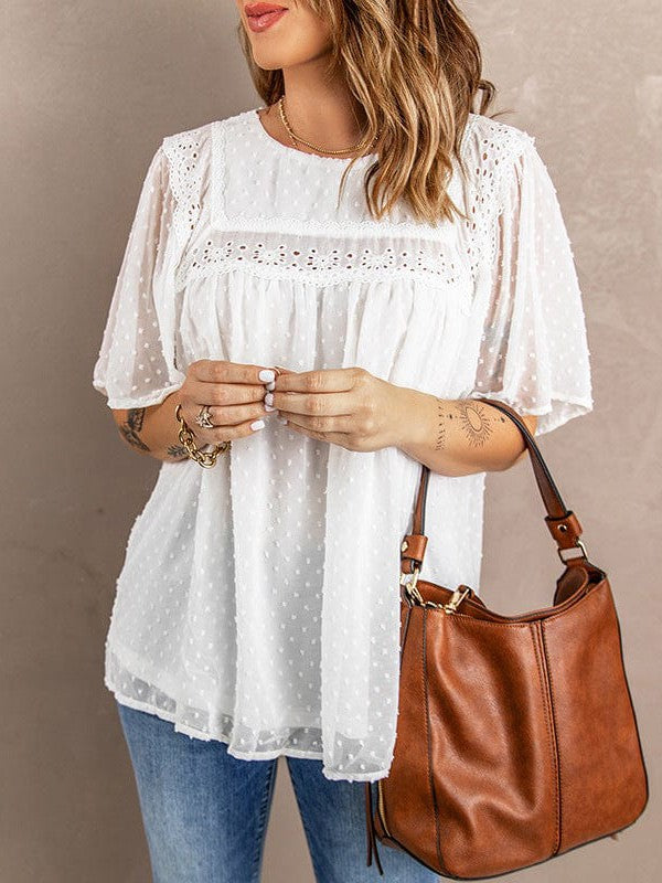 Chiffon Short Sleeve Blouse for Plus Size Women