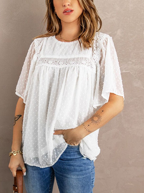 Chiffon Short Sleeve Blouse for Plus Size Women