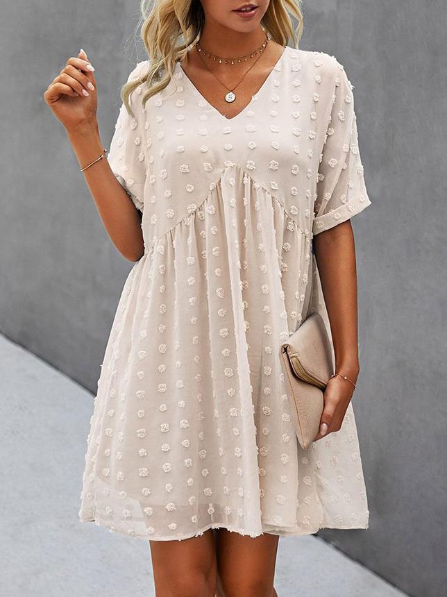 Chiffon Swiss Dot Babydoll Mini Dress