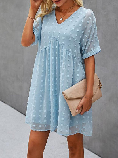 Chiffon Swiss Dot Babydoll Mini Dress