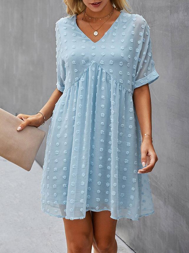 Chiffon Swiss Dot Babydoll Mini Dress