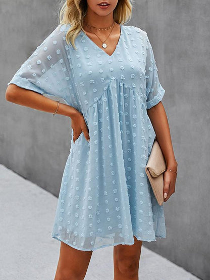 Chiffon Swiss Dot Babydoll Mini Dress