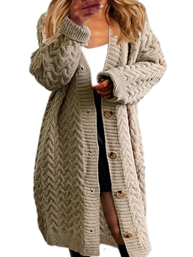 Chunky Knit V-Neck Women's Cardigan Sweater