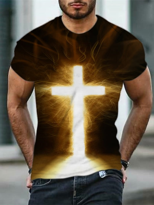 Easter Jesus Loves You Mens Graphic Shirt Tee Christian Shirts Cross Crew Neck Black 3D Print Daily Sports Short Sleeve Clothing Apparel Designer Classic Casual T-Shirt Religious Cotton Religion