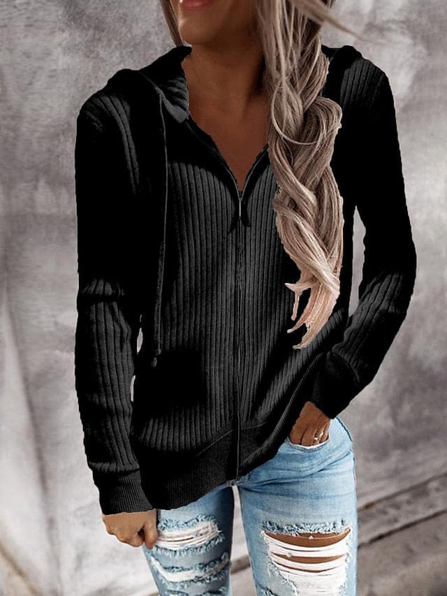 Classic Hooded Long Sleeve Cardigan for Women