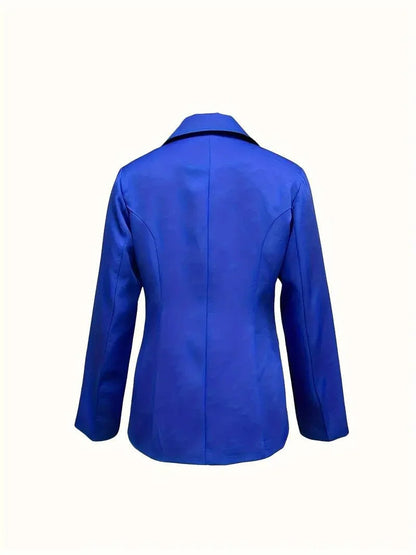 Classy Single Button Blazer with Lapel Collar and Long Sleeves, Versatile Women's Outerwear