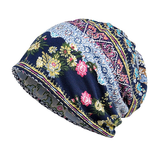 men's women's vintage floral beanie lightweight breathable skull cap slouchy thin beanie baggy hat for daily wear slouchy hip-hop soft running adult dwarf hats chemo cap