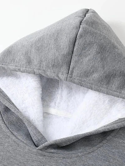 Cozy Cat Letter Print Sherpa Fleece Lined Women's Hoodie Sweatshirt