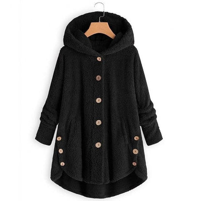 Cozy Plus Size Fleece Jacket with Pocket and Button Front