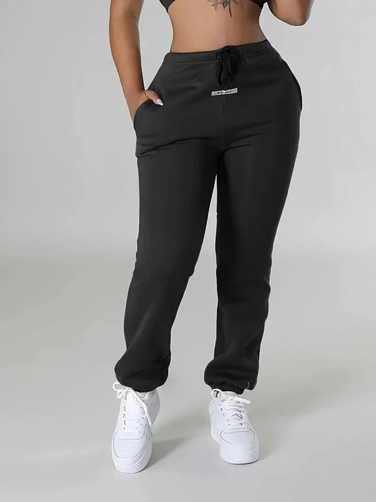 Cozy Solid Drawstring Joggers for Women, Perfect for Autumn & Winter