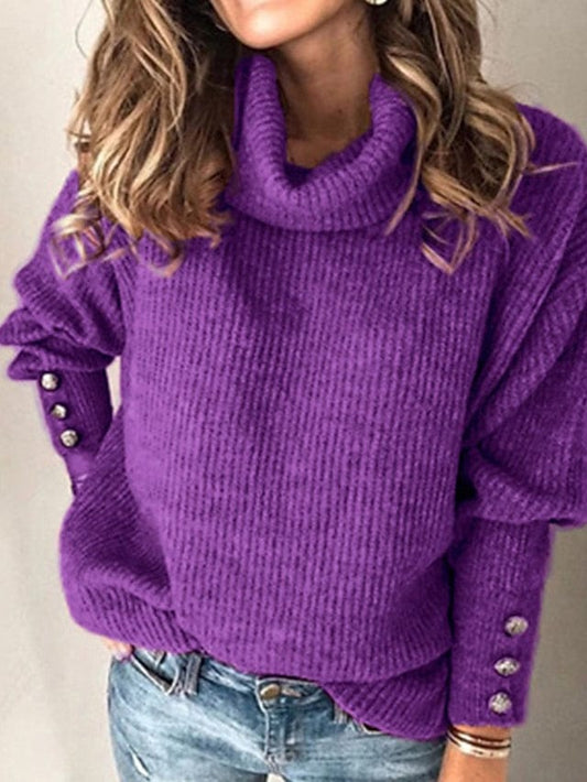 Cozy Turtleneck Ribbed Knit Sweater for Women