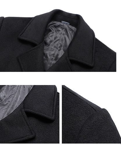 Men's Wool Peacoat with Thermal Lining - Stay Warm and Stylish All Winter