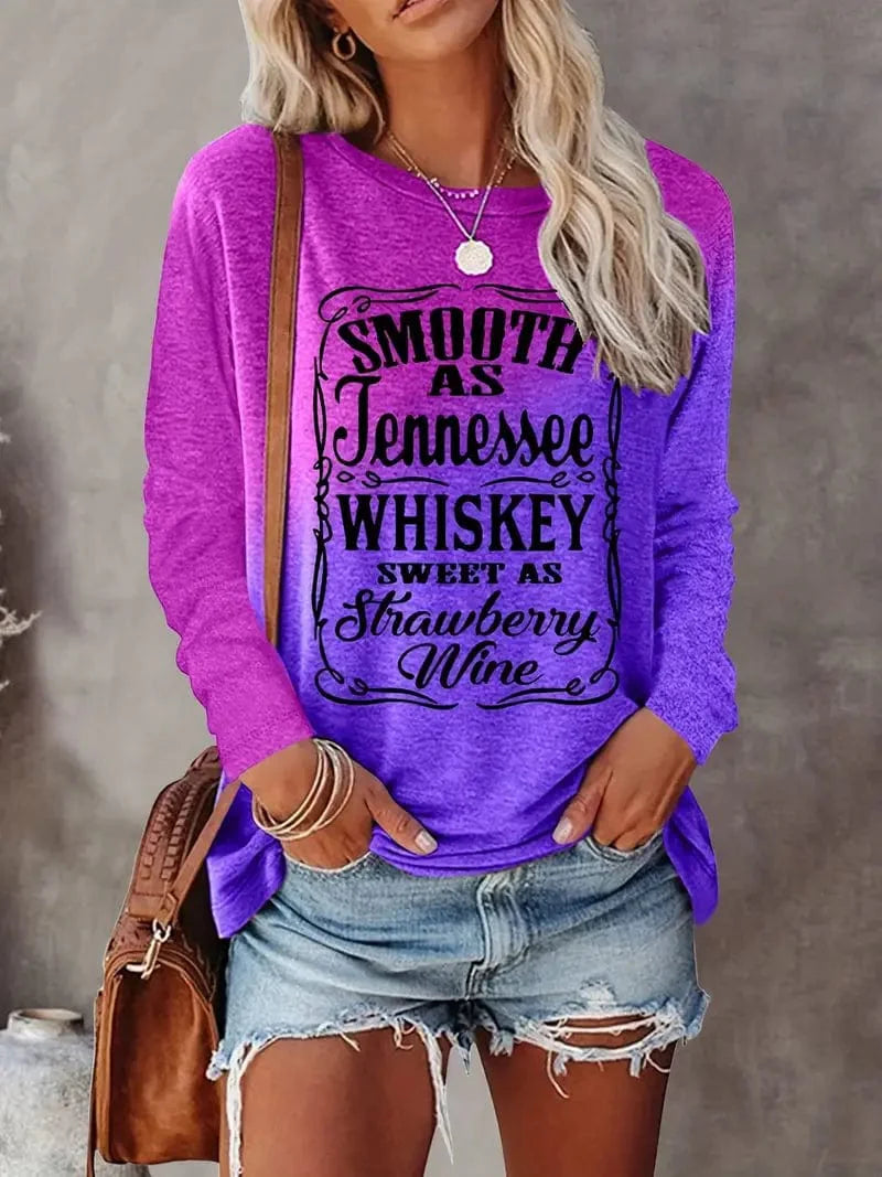 Crew Neck Letter Print Pullover Sweatshirt for Women, Cozy Long Sleeve Top for Spring & Fall