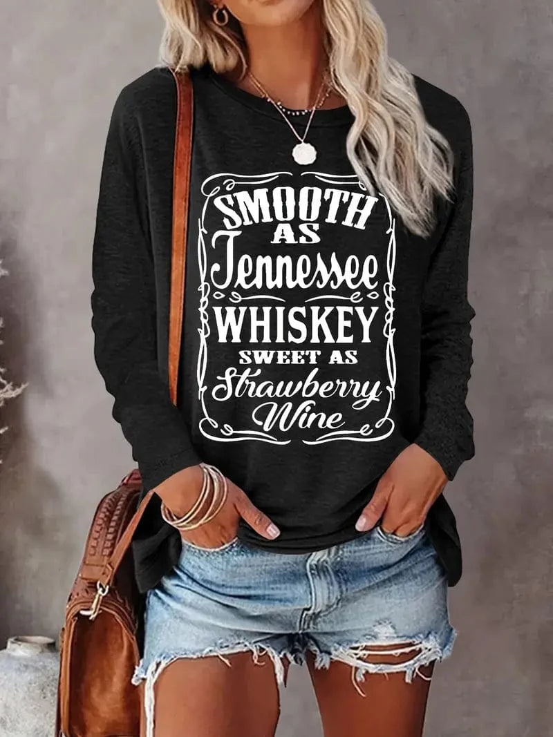 Crew Neck Letter Print Pullover Sweatshirt for Women, Cozy Long Sleeve Top for Spring & Fall