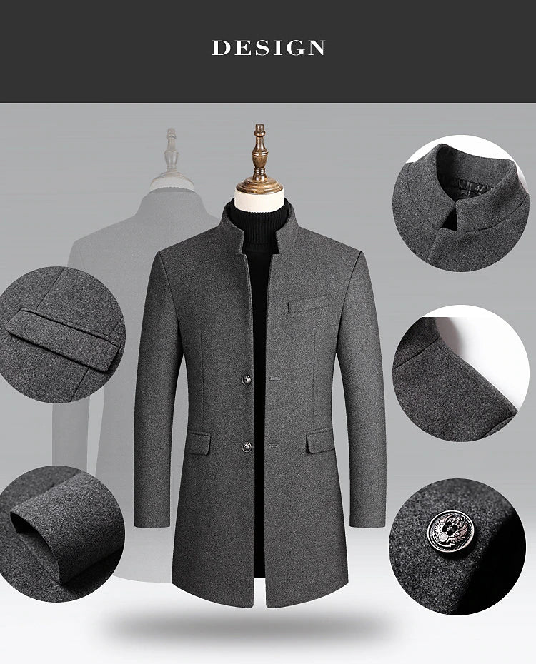 Winter Wool Coat for Men - Stylish and Warm Outerwear for Business and Daily Wear