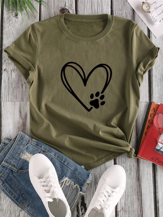 Cute Cartoon Printed Crew Neck T-shirt, Relaxed Fit Short Sleeve Stylish Summer Tee, Ladies' Apparel