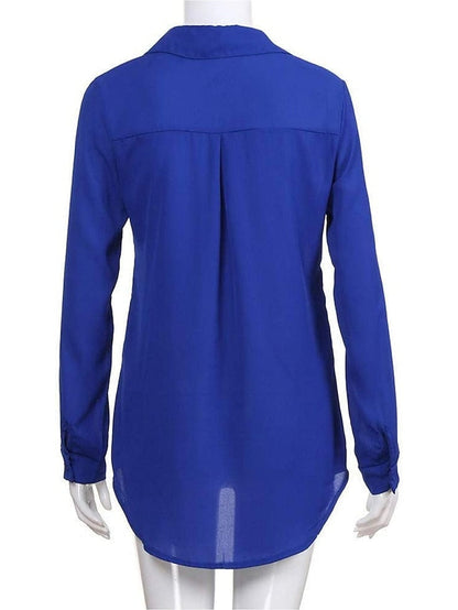 Women's Blouse Shirt Plain Shirt Collar Business Basic Elegant Tops Blue Yellow Gray - LuckyFash™