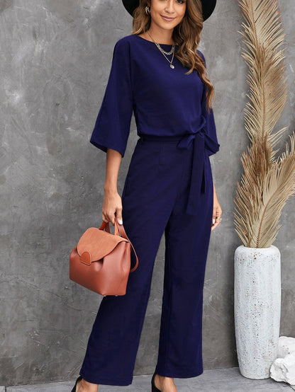 Off Shoulder Slim Fit Short Sleeve Ruffle Jumpsuit