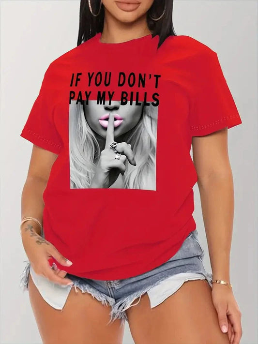 Silent Message Tee: Short-Sleeve Crew Neck Top for Summer & Spring, Women's Fashion