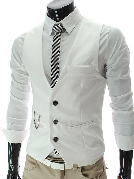 Men's Slim Fit Polyester Vest with Zip Up Sweatshirt and Front Pocket