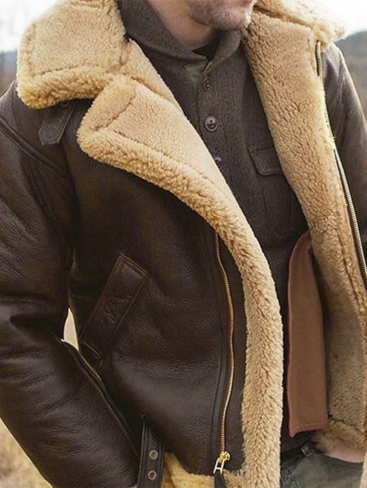 Winter Street Style Men's Faux Leather Shearling Coat - Vintage Edition