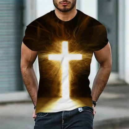Easter Jesus Loves You Mens Graphic Shirt Tee Christian Shirts Cross Crew Neck Black 3D Print Daily Sports Short Sleeve Clothing Apparel Designer Classic Casual T-Shirt Religious Cotton Religion
