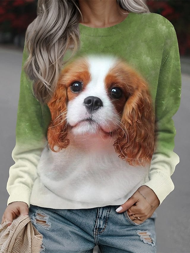 Dog Print Sherpa Women's Sweatshirt Pullover