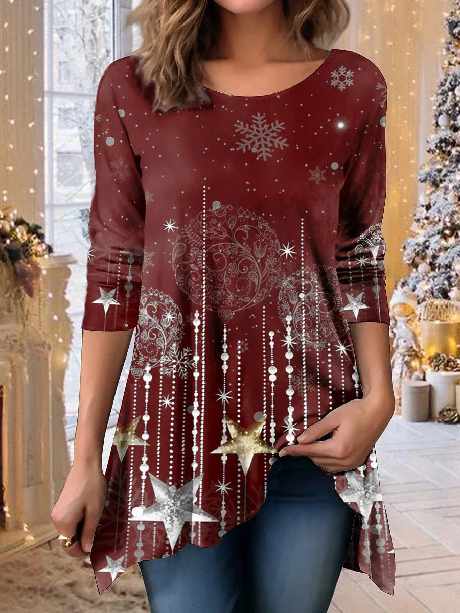 Snowflake Print Designer Fleece Tunic for Women