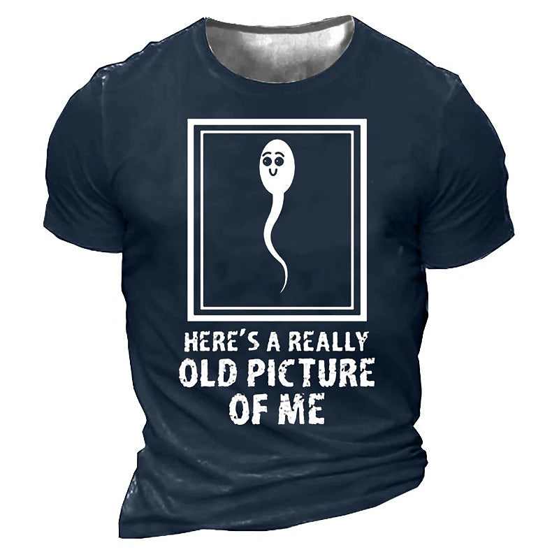 Halloween Mens Graphic Shirt Sperm 3D For Birthday | Brown Summer Cotton Tee Funny Shirts Distressed Cartoon Letter Prints Crew Neck Black Blue T-Shirt Old Picture Of