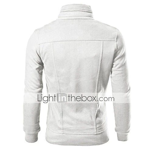 Men's Jacket Street Business Thermal Warm Windproof Zipper Winter Autumn Solid Color Fashion Regular Black White Brown Light Grey Dark Gray Jacket