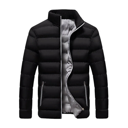 Men's Winter Jacket Puffer Jacket Padded Classic Style Sports Outdoor Windproof Warm Winter Solid Color Black Wine Red Navy Blue Puffer Jacket