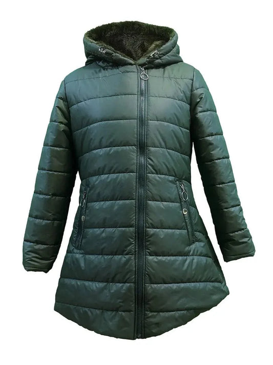 Hooded Winter Coat with Zip Closure and Long Sleeves, Casual Outerwear for Women