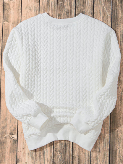 XOXO White Glitter Cable Knit Pullover Sweater