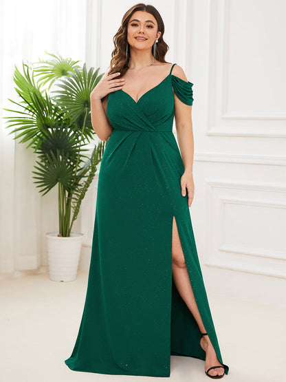 Deep V Neck Plus Size Wholesale Long Evening Dresses with Split