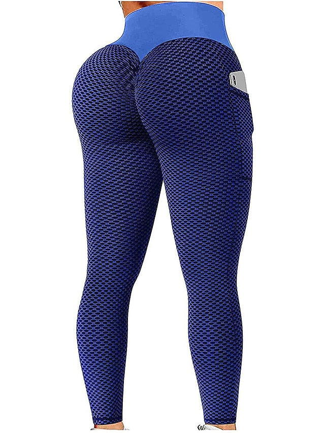 Yoga Leggings for Women Plus Size with Scrunch Butt & Side Pockets - Jacquard Tummy Control & Butt Lift