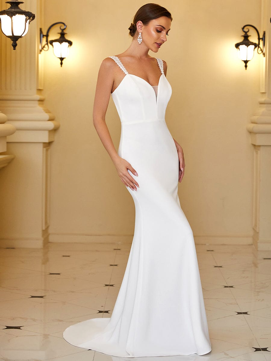 Wedding Dress - Adorable Sleeveless Deep V Neck Fishtail Wholesale Wedding Dresses - MsDressly