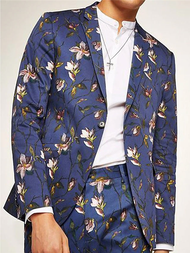 Festive Men's 3D Christmas Blazer with Patchwork Design