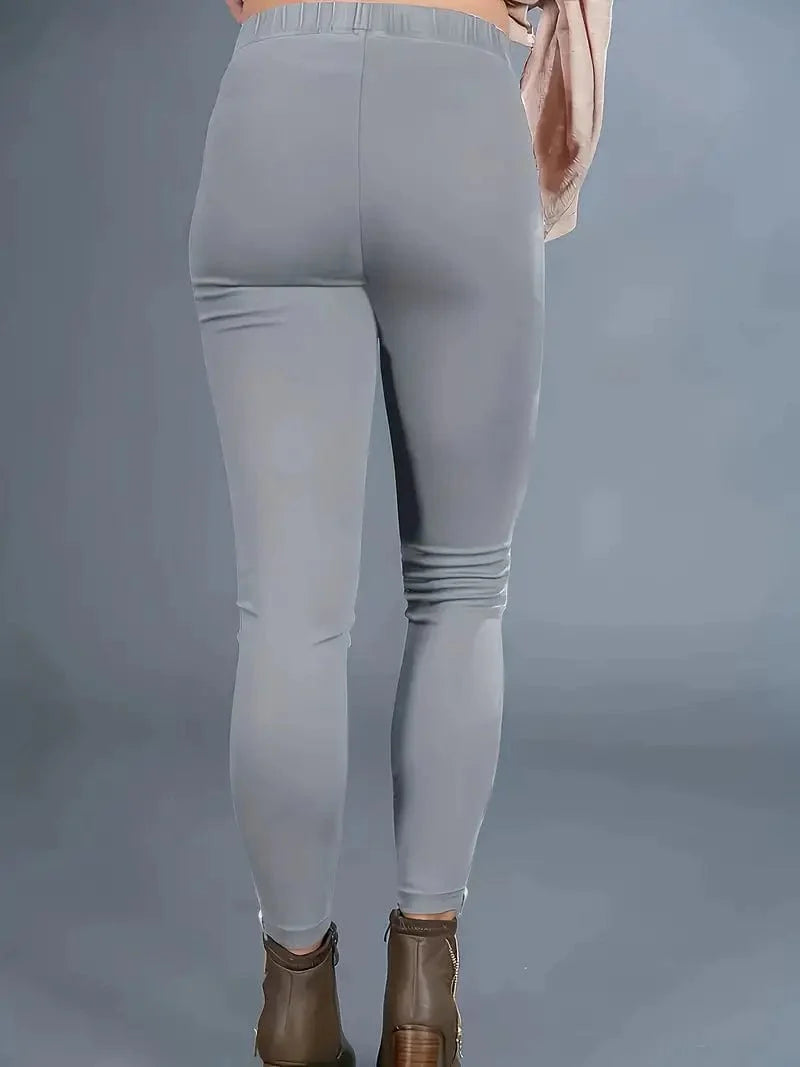 Elastic Waist Solid Pants for Women