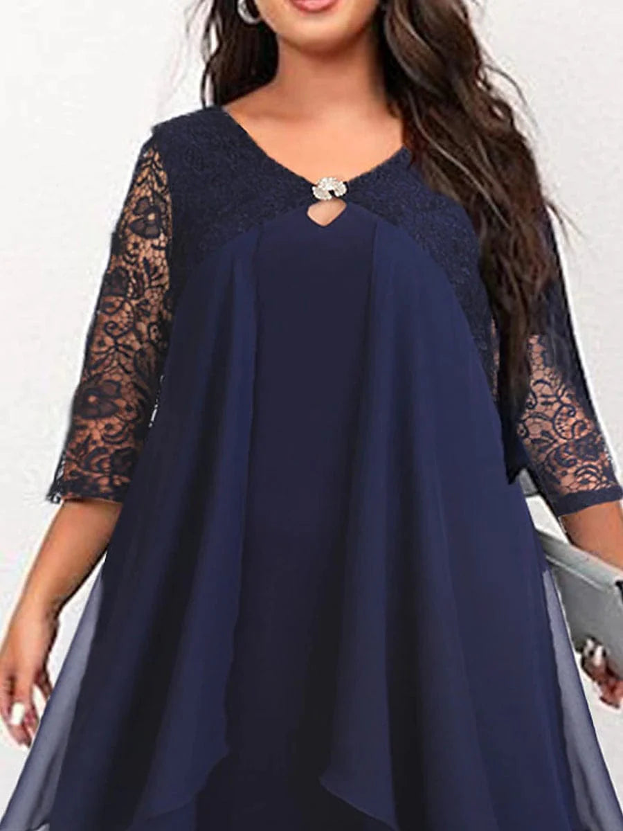 Elegant Butterfly Lace Plus Size Maxi Dress