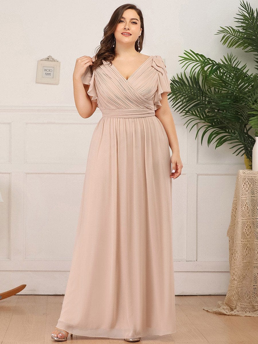 Elegant Evening Gown with Ruffled Sleeves