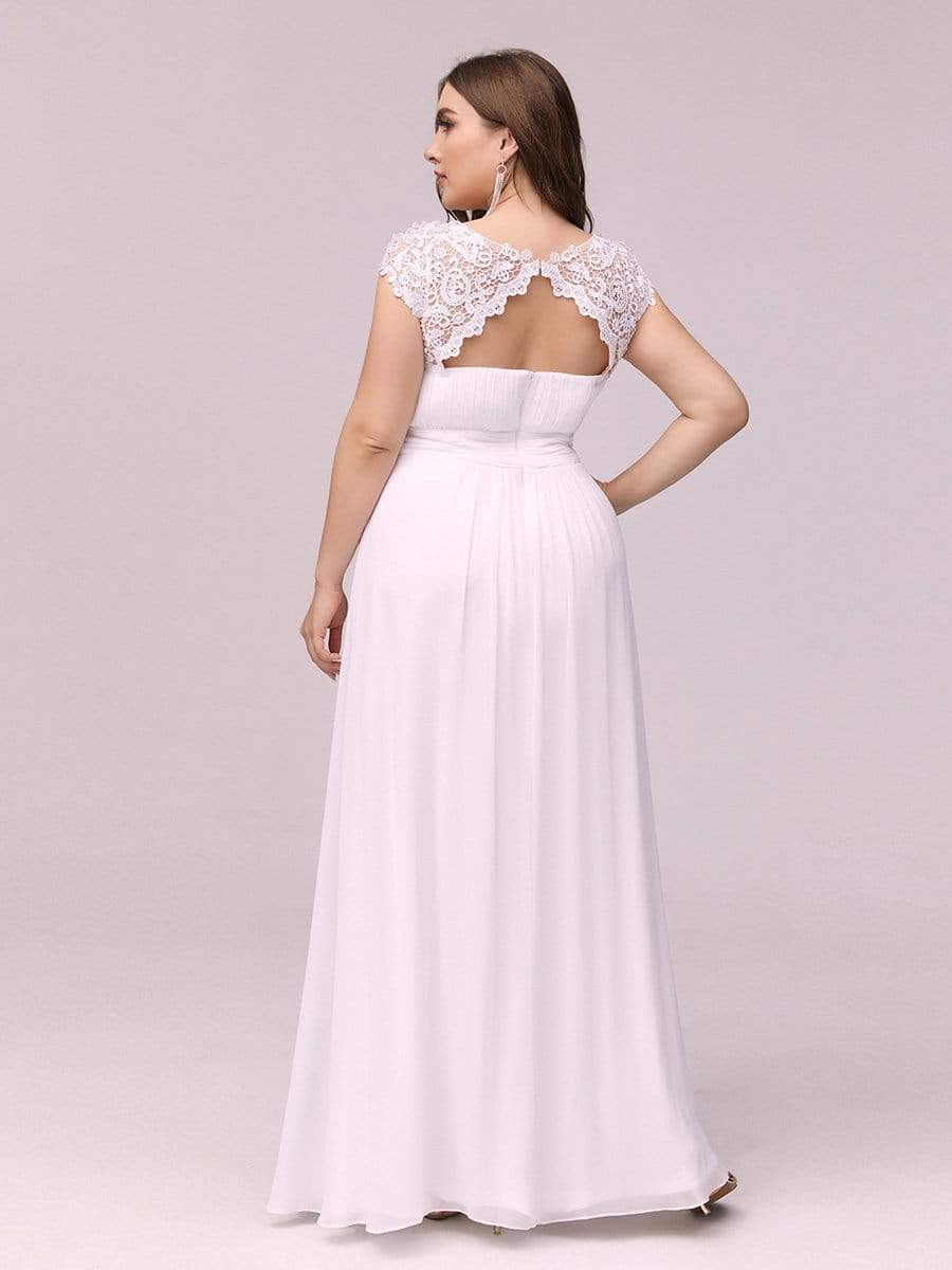 Elegant Maxi Long Lace Bridesmaid Dress with Cap Sleeve