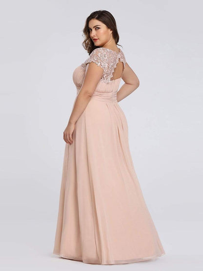 Elegant Maxi Long Lace Bridesmaid Dress with Cap Sleeve