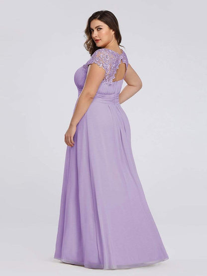 Elegant Maxi Long Lace Bridesmaid Dress with Cap Sleeve