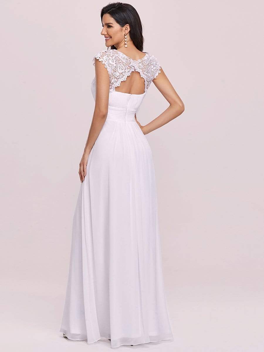 Elegant Maxi Long Lace Bridesmaid Dress with Cap Sleeve