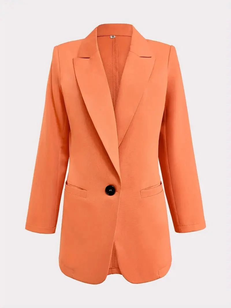 Elegant One Button Suit Jacket with Lapel, Chic Long Sleeve Office Attire for Women