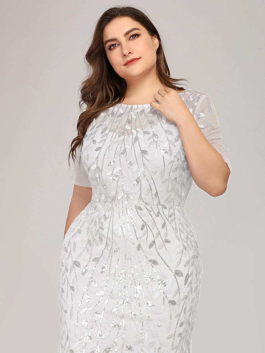 Elegant Plus Size Shimmery Sequin Fishtail Tulle Dress