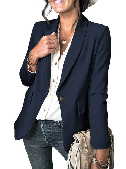 Elegant Pocket Pleated Suit Jacket for Stylish Women